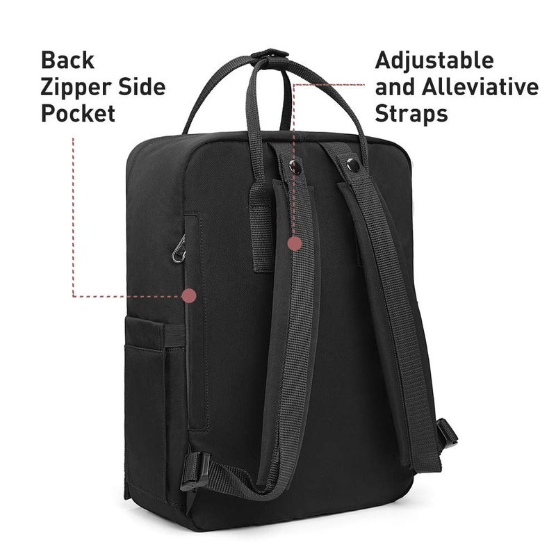 KALIDI Casual Laptop Backpack 15 Inches Classic Camping Rucksack Travel Outdoor Square Daypack College Hiking Gym Bag, Black - Image 5